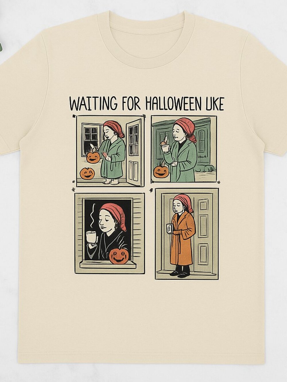 Horror Movie Waiting for Halloween Mineral Wash T-Shirt Spooky Graphic Te